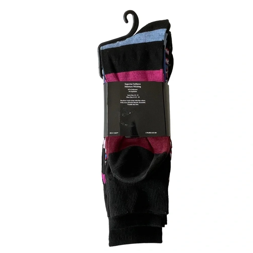 Men's ADOLFO Couture Dress Socks Black with Dots Stripes 3-Pair Pack Size 10-13